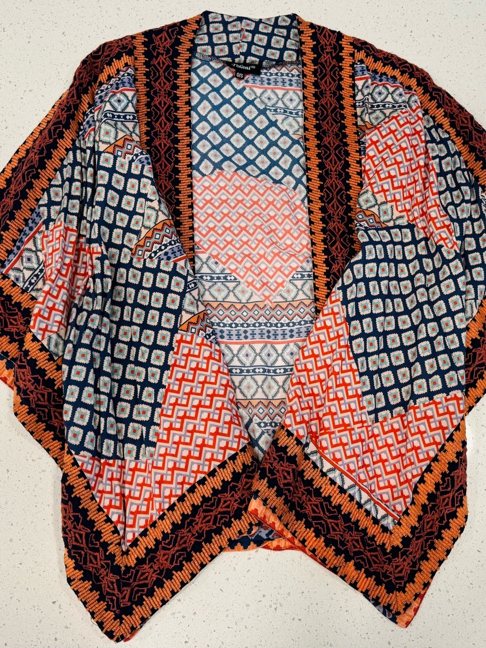 Tolani Collection “Raelyn” Kimono, BoHo Embroidered/ Open front, Short sleeve